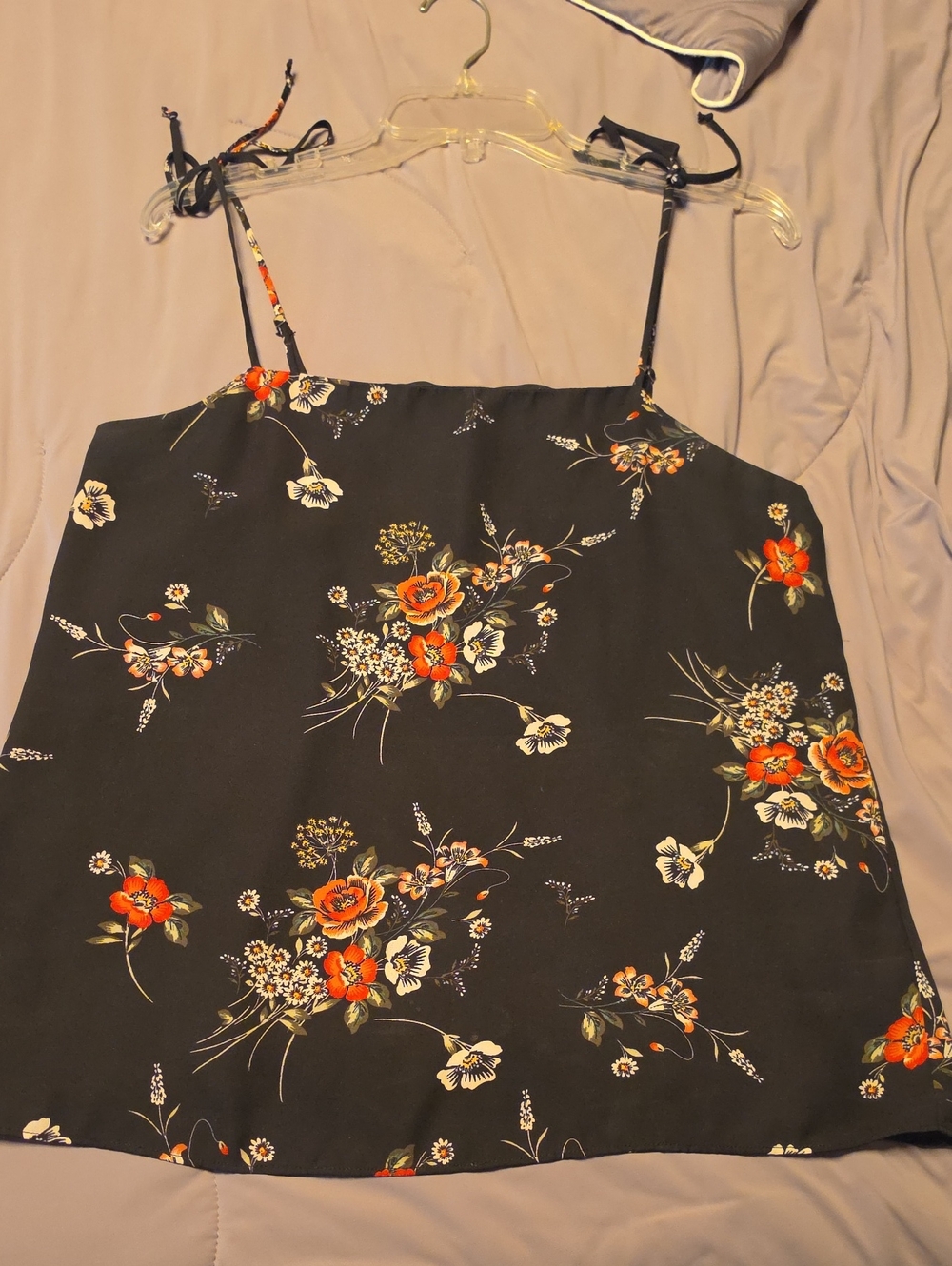 nine britton Black Floral Spaghetti Strap Camisole